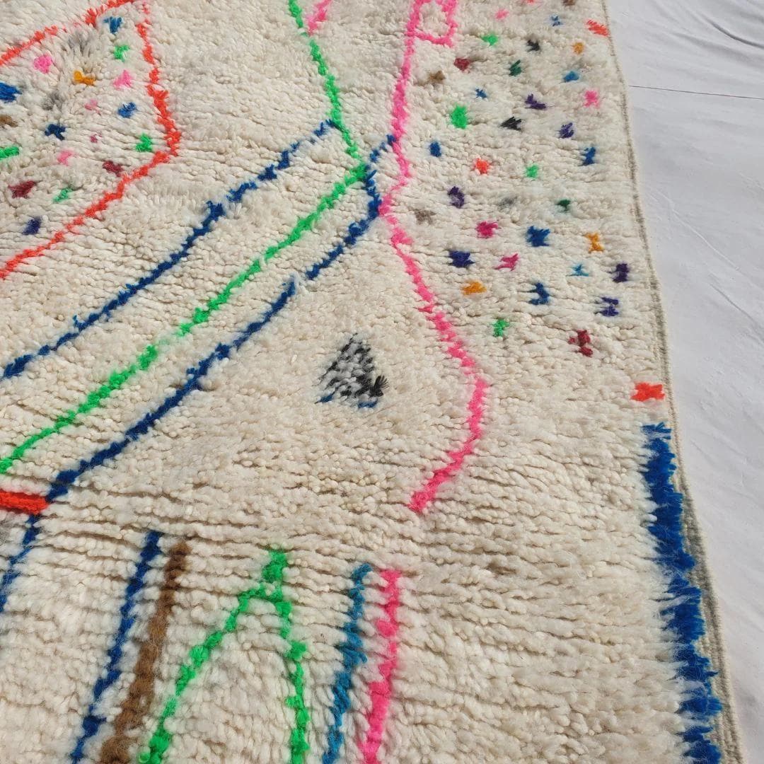 Handmade Moroccan Wool Berber Rug: Beni Ourain Shag Rug