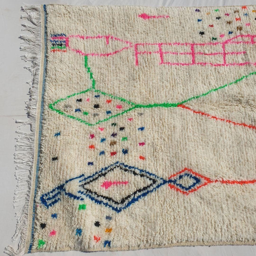 Handmade Moroccan Wool Berber Rug: Beni Ourain Shag Rug