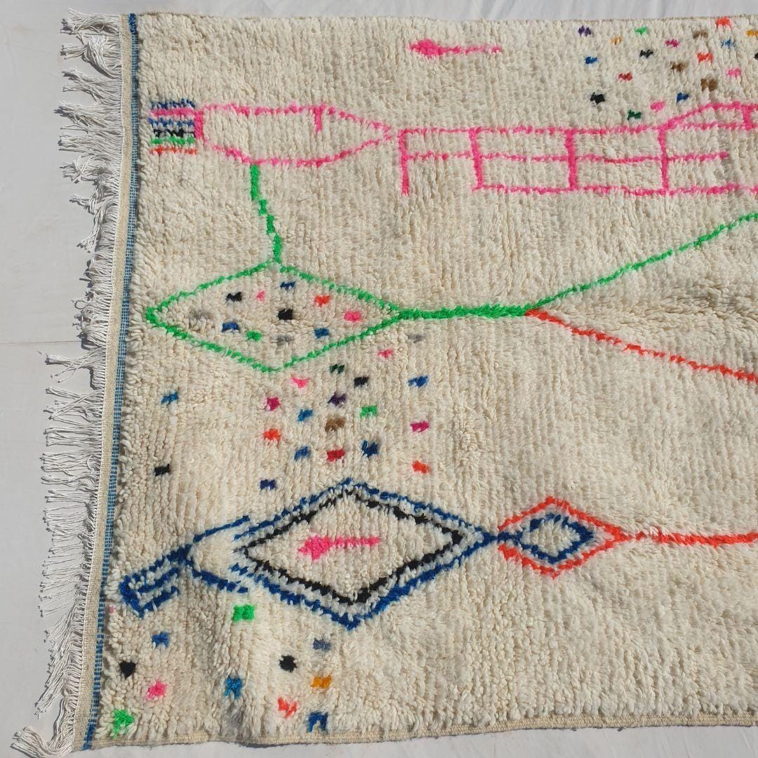 Handmade Moroccan Wool Berber Rug: Beni Ourain Shag Rug