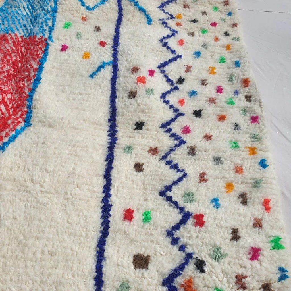 Handmade Wool Moroccan Shag Rug: Authentic Beni Ourain Berber Carpet