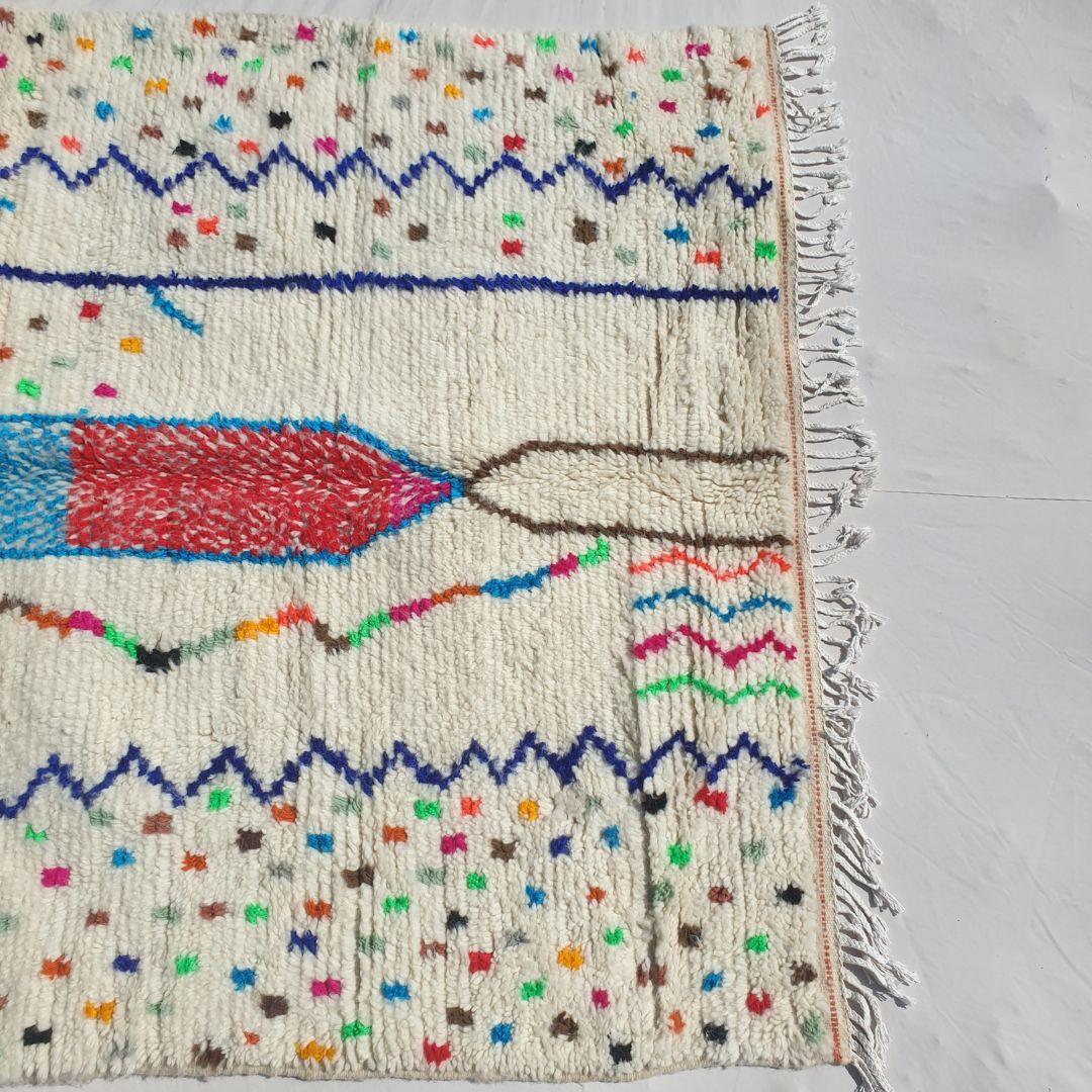 Handmade Wool Moroccan Shag Rug: Authentic Beni Ourain Berber Carpet