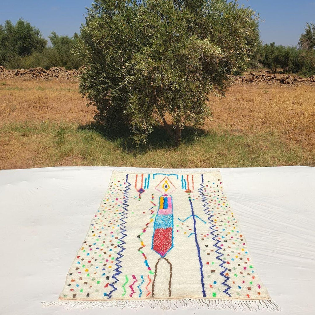 Handmade Wool Moroccan Shag Rug: Authentic Beni Ourain Berber Carpet