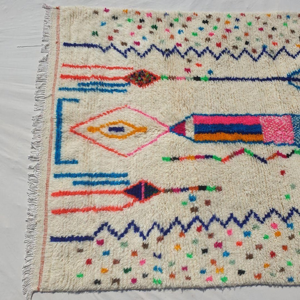 Handmade Wool Moroccan Shag Rug: Authentic Beni Ourain Berber Carpet