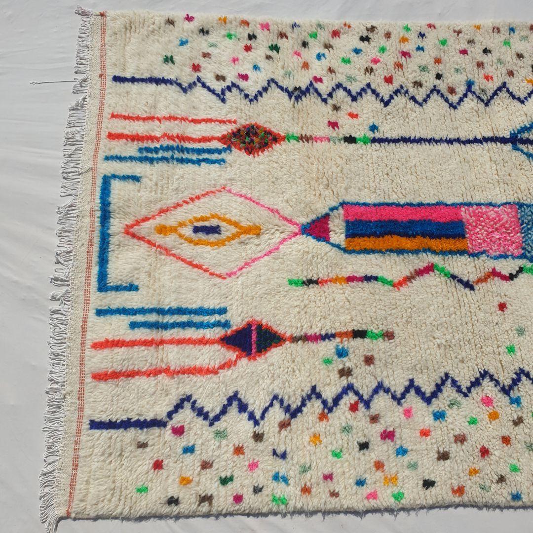 Handmade Wool Moroccan Shag Rug: Authentic Beni Ourain Berber Carpet