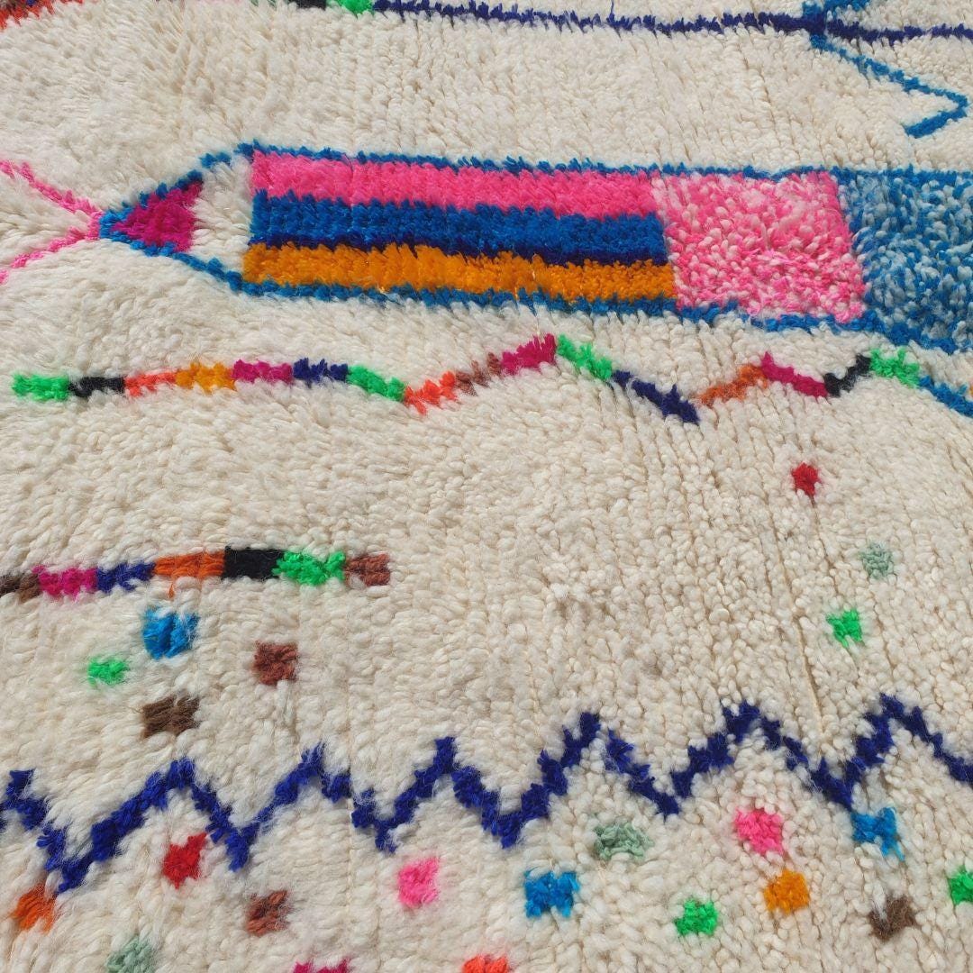 Handmade Wool Moroccan Shag Rug: Authentic Beni Ourain Berber Carpet