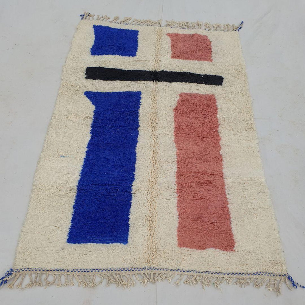 Handmade Beni Ourain Wool Rug: Berber Moroccan Boho Style