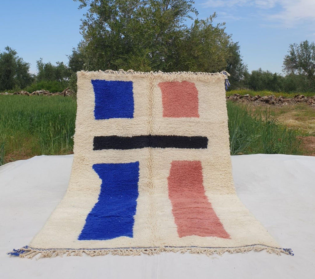 Handmade Beni Ourain Wool Rug: Berber Moroccan Boho Style
