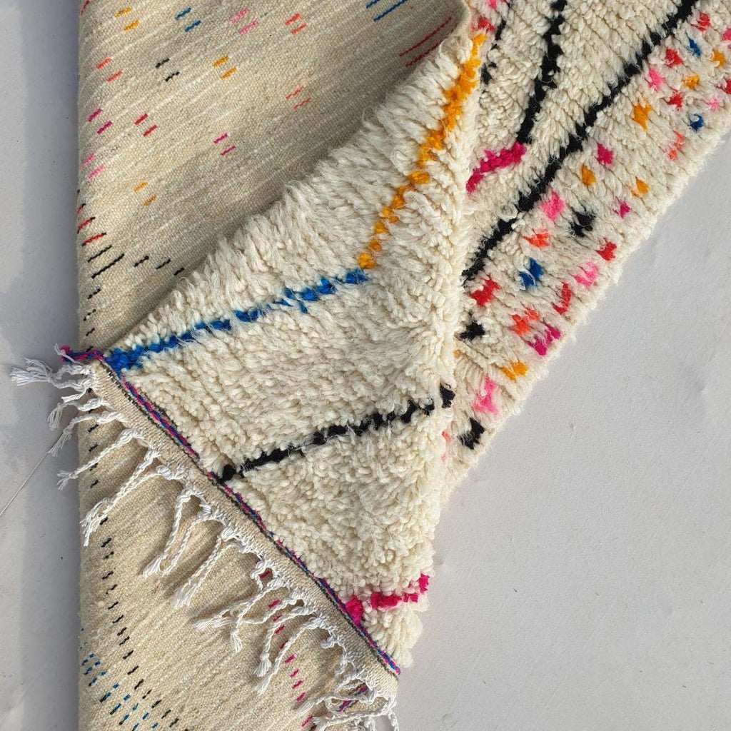 Handmade Beni Ourain Wool Rug: Authentic Shaggy Berber Carpet