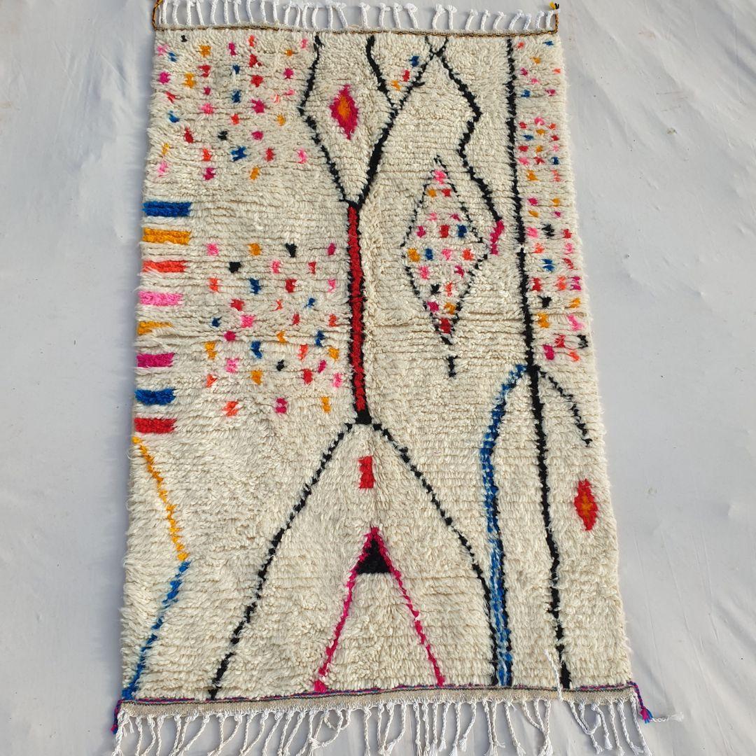 Handmade Beni Ourain Wool Rug: Authentic Shaggy Berber Carpet