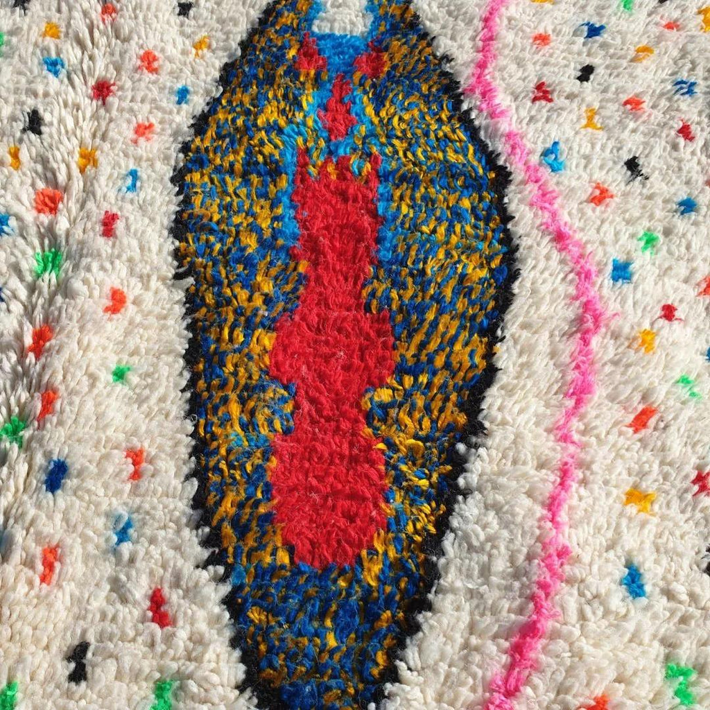 Authentic Berber Azilal Rug: Multicolor Moroccan Wool, Hand-Knotted