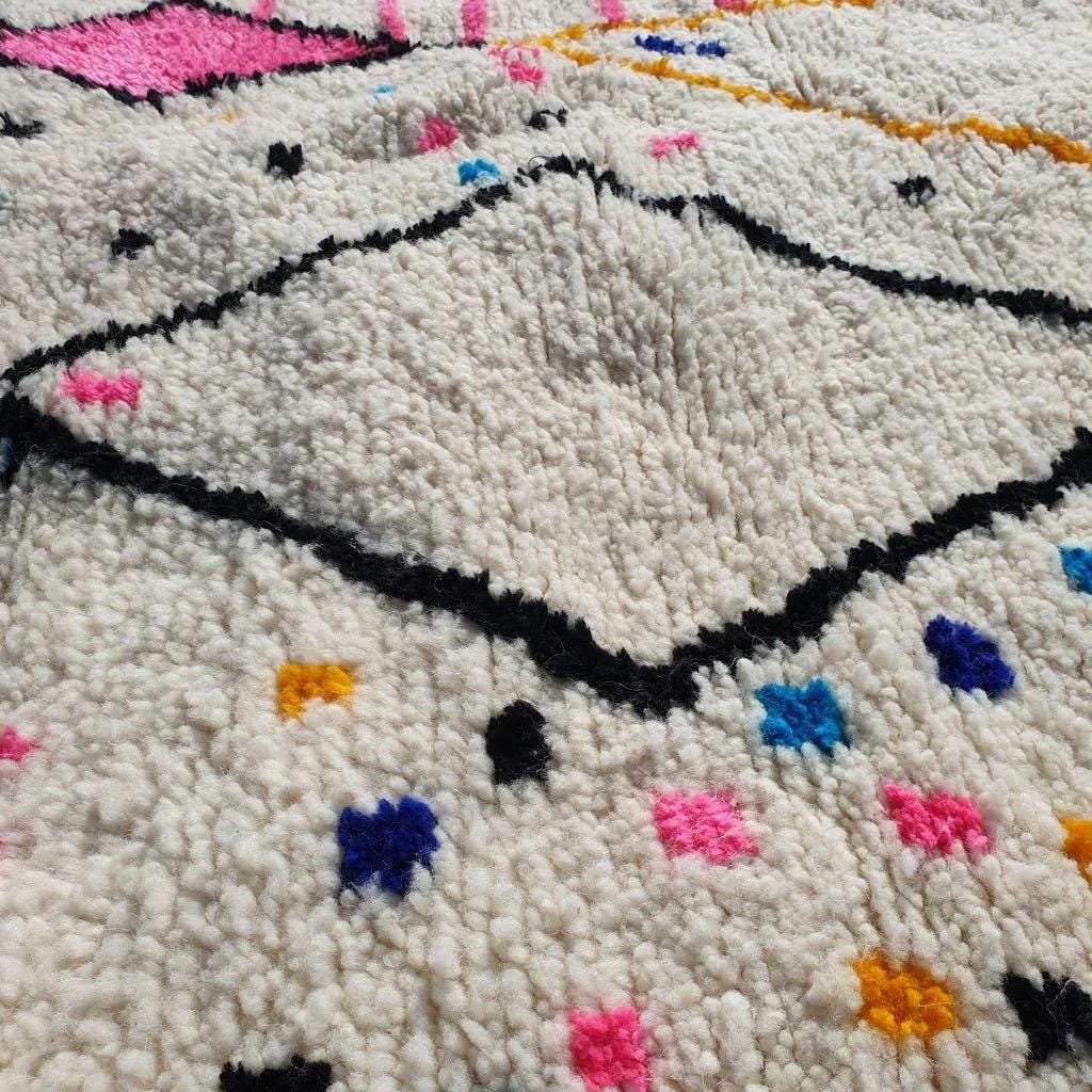 Handmade Moroccan Wool Rug: Colorful Berber Shag Carpet
