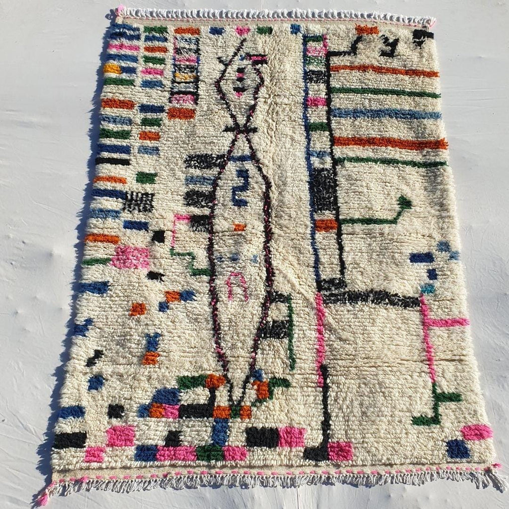 Handmade Azilal Berber Rug: Moroccan Wool Shaggy Carpet