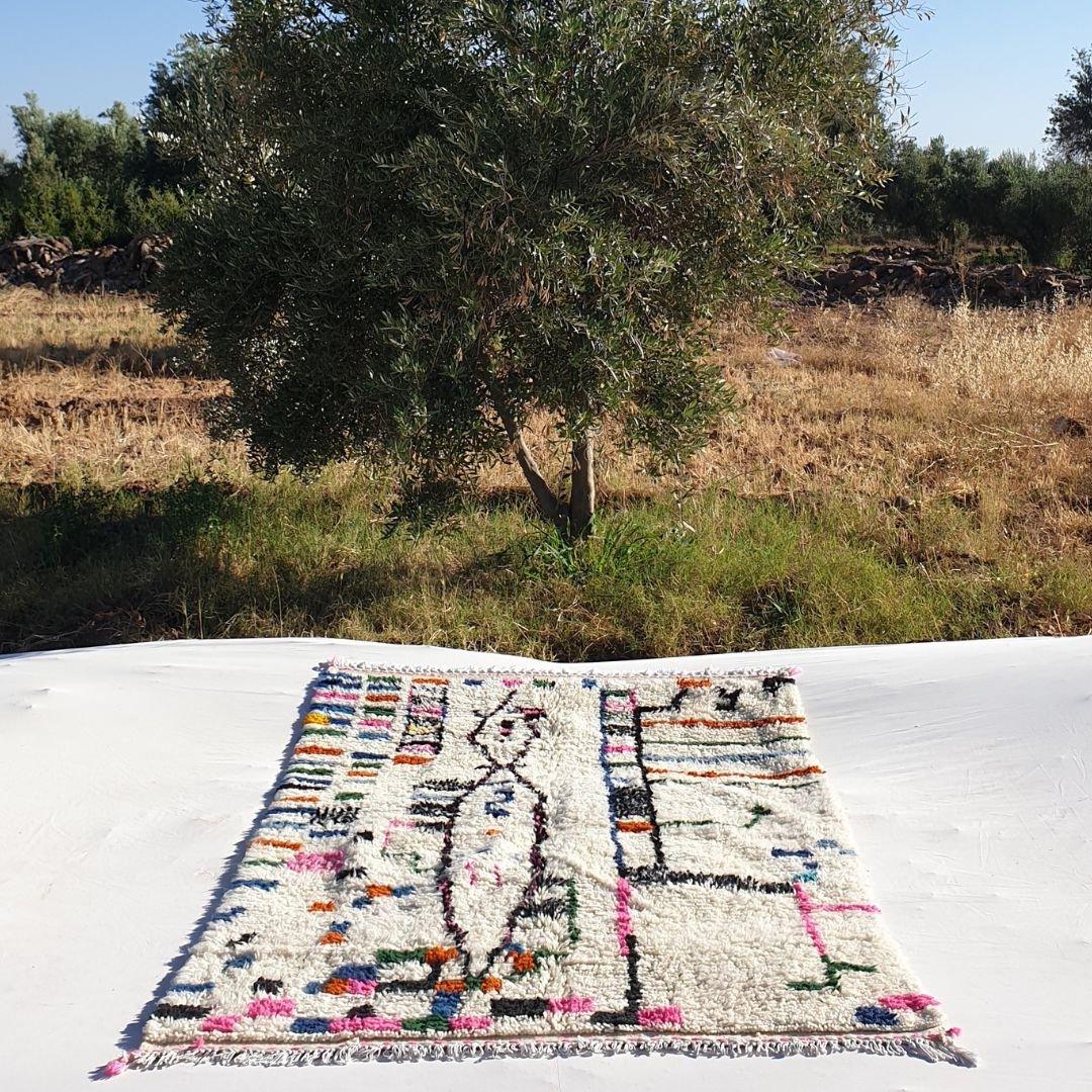 Handmade Azilal Berber Rug: Moroccan Wool Shaggy Carpet