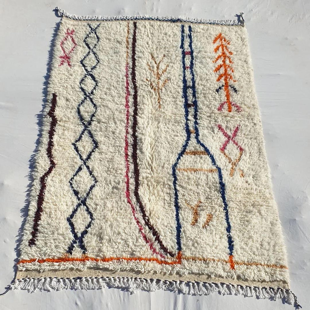 Handmade Beni Ourain Rug: Moroccan Wool Shag, White Berber Decor