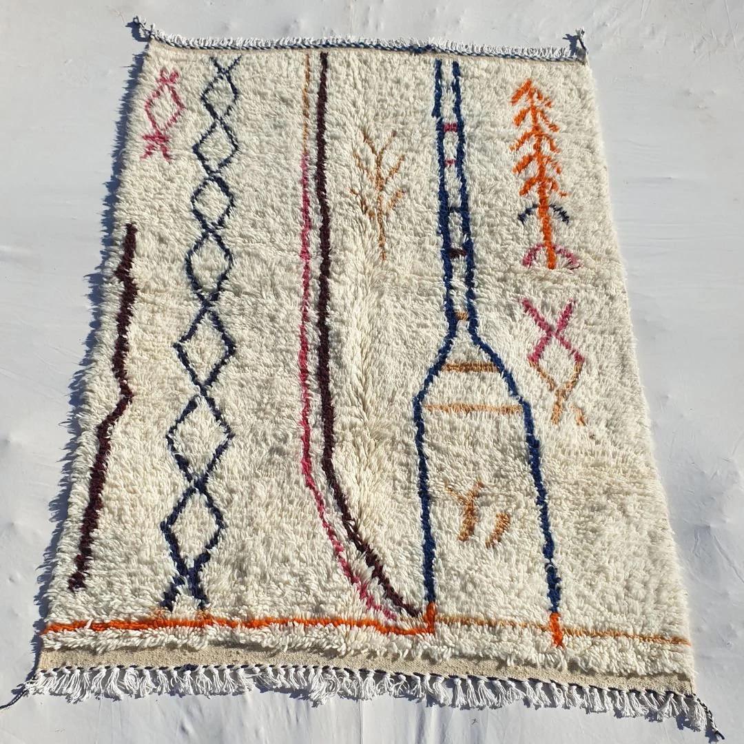 Handmade Beni Ourain Rug: Moroccan Wool Shag, White Berber Decor