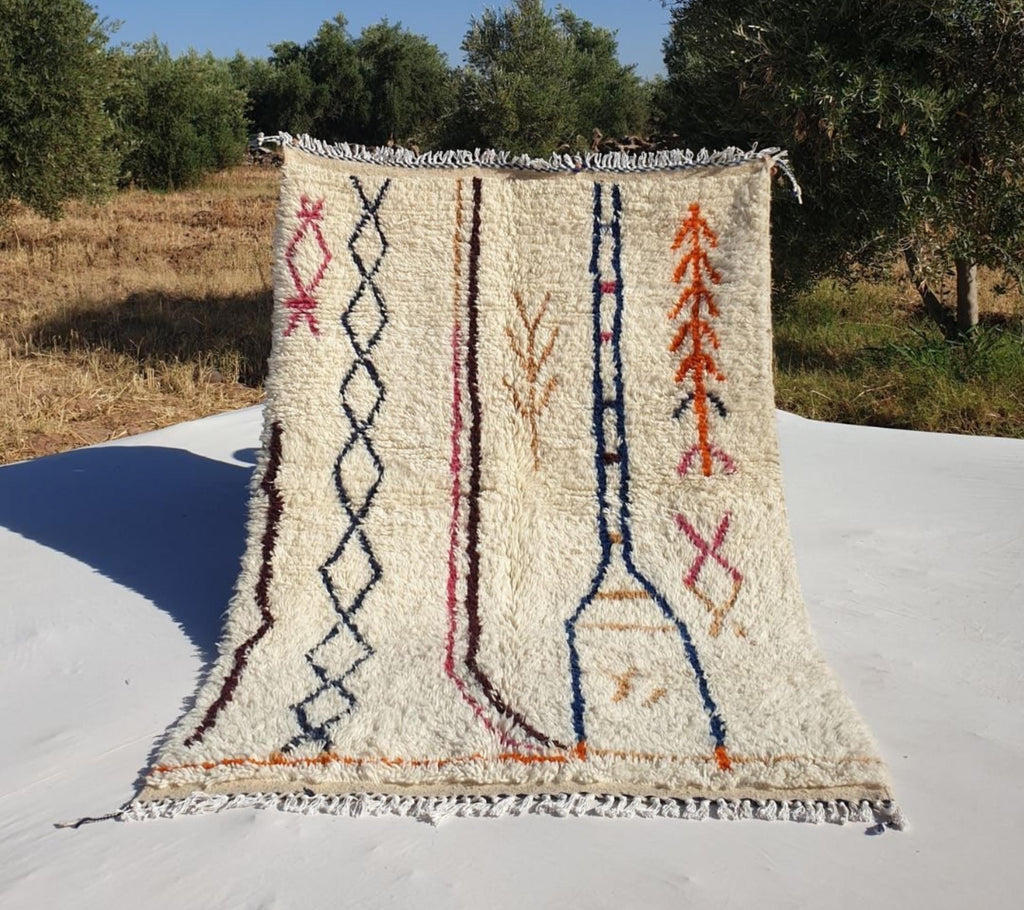 Handmade Beni Ourain Rug: Moroccan Wool Shag, White Berber Decor