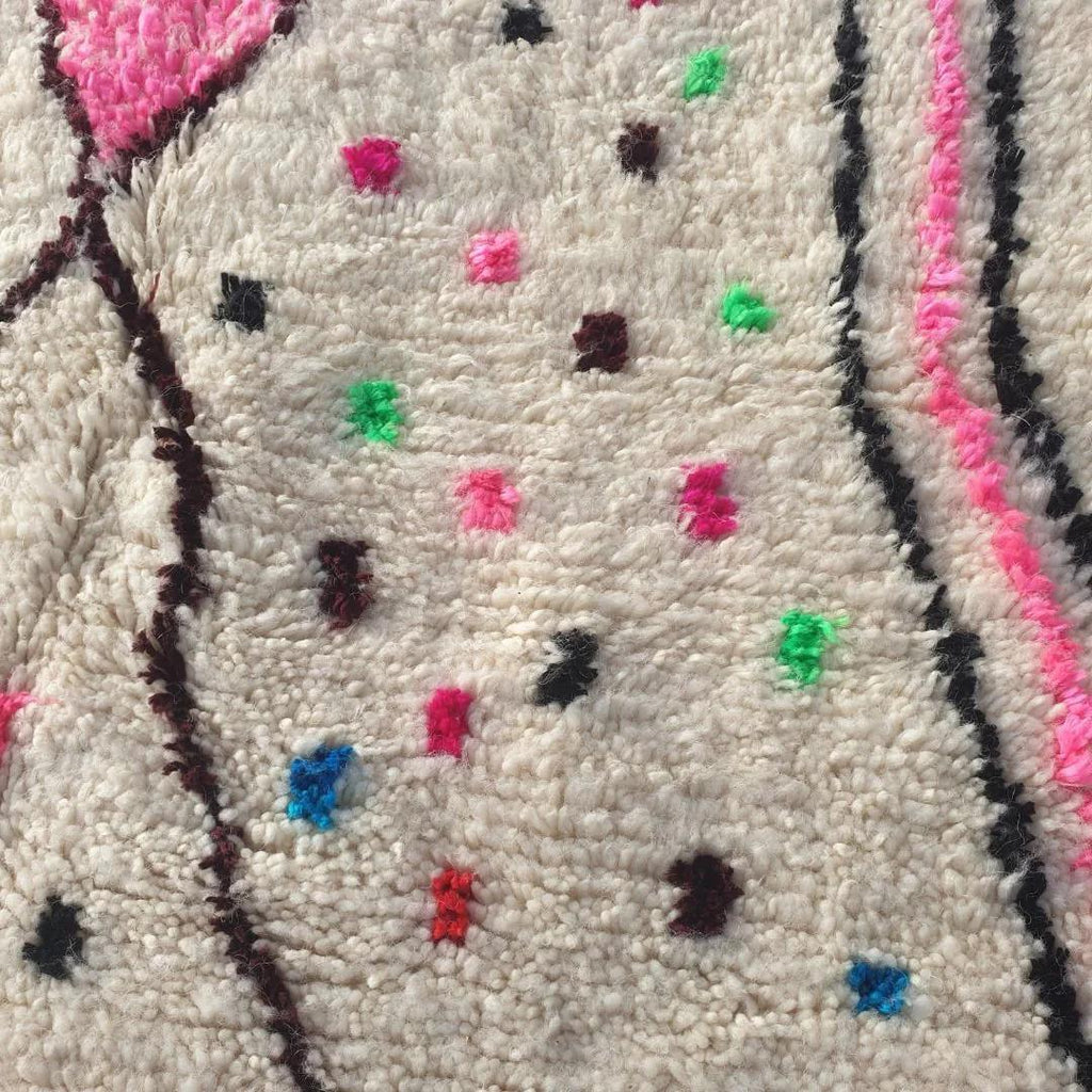 Handmade Azilal Berber Rug: Pink Moroccan Wool Rug