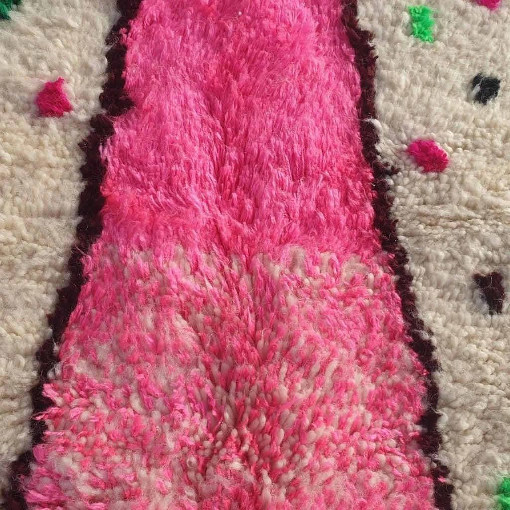 Handmade Azilal Berber Rug: Pink Moroccan Wool Rug