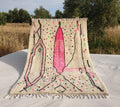 Handmade Azilal Berber Rug: Pink Moroccan Wool Rug
