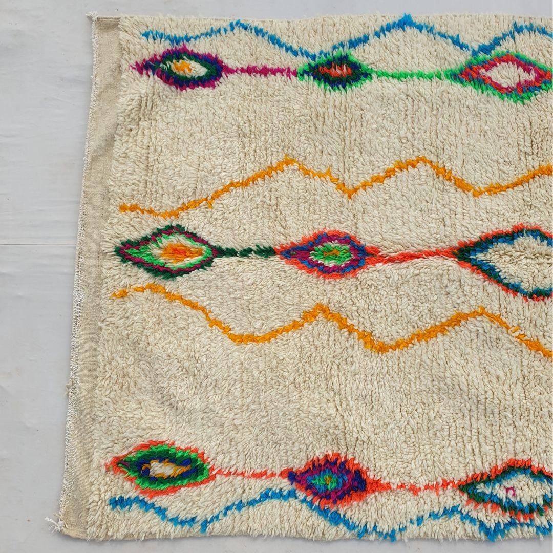 Handmade Moroccan Azilal Wool Rug: Vibrant Tribal Design