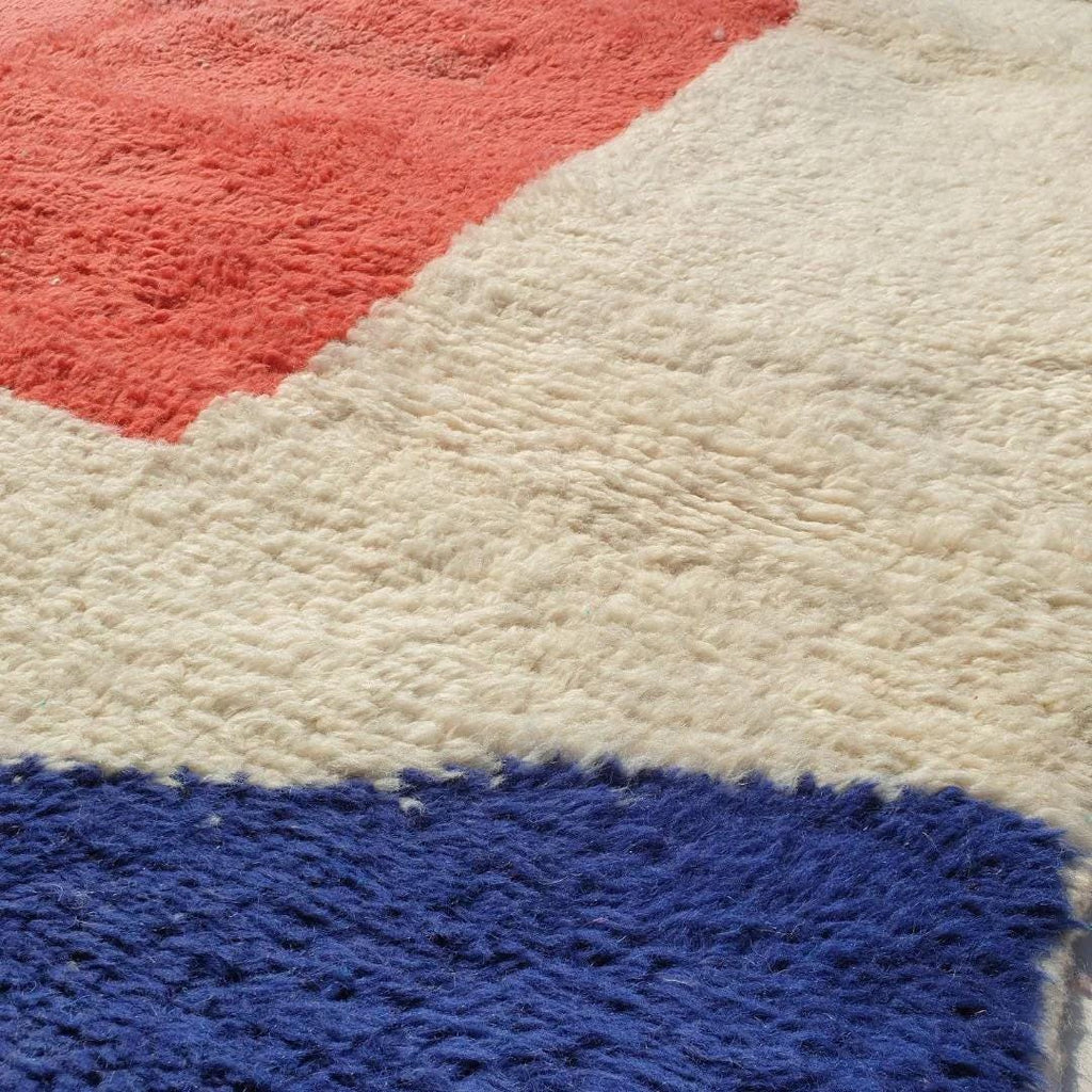 Handmade Beni Ourain Wool Rug: Colorful Shag Moroccan Carpet