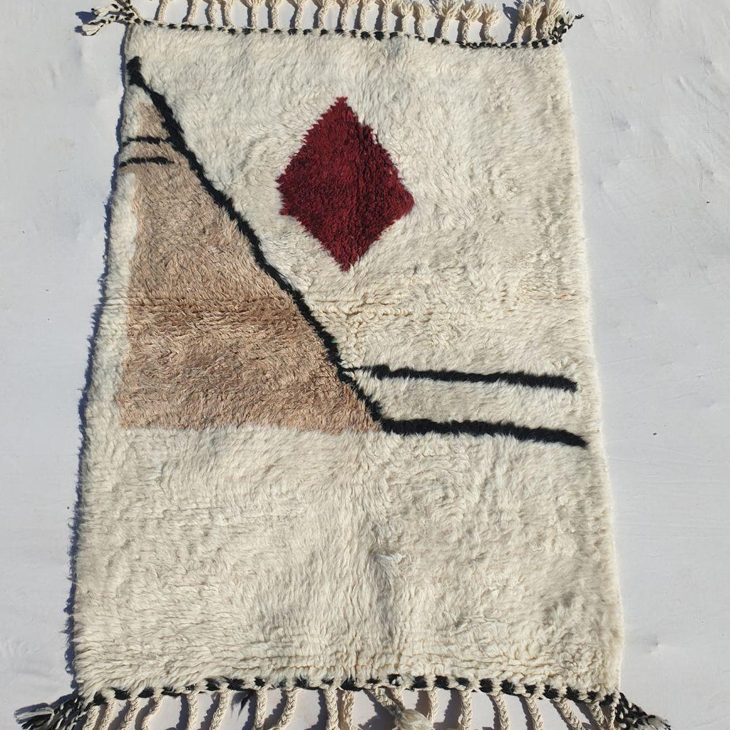 Handmade Beni Ourain Rug: Shaggy Moroccan Wool Berber Carpet