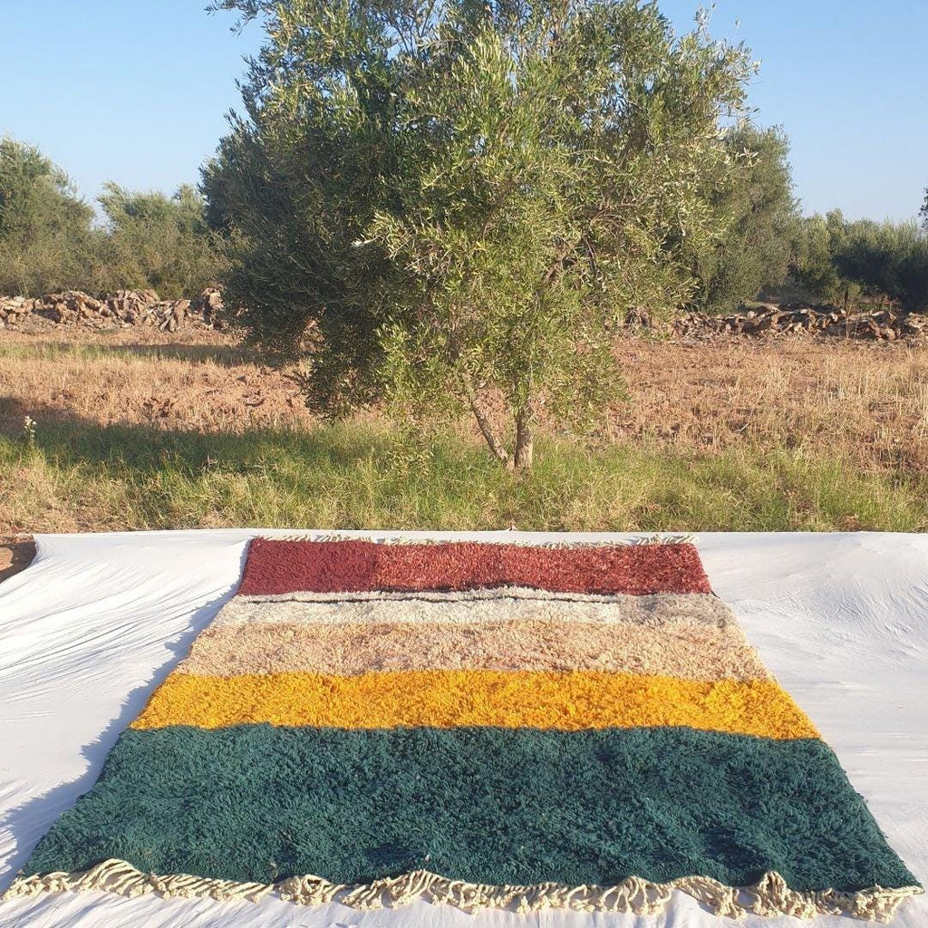 Handmade Shaggy Beni Ourain Rug: Authentic Moroccan Berber Wool Carpet