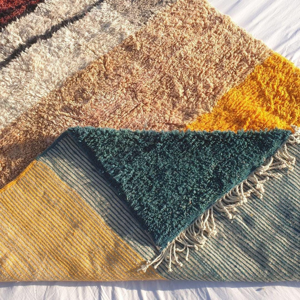 Handmade Shaggy Beni Ourain Rug: Authentic Moroccan Berber Wool Carpet