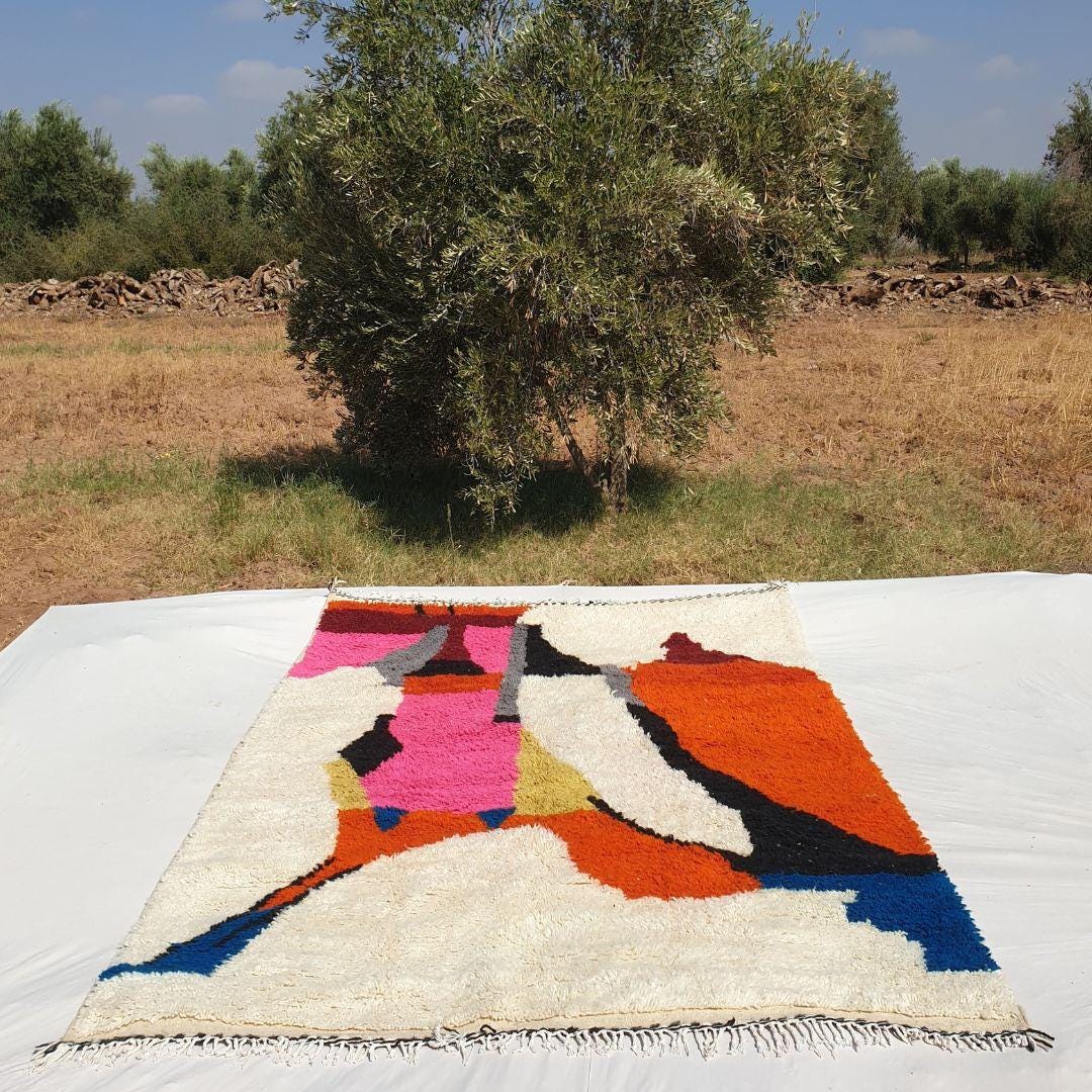 Handmade Berber Rug: Custom Colorful Moroccan Boujaad Style
