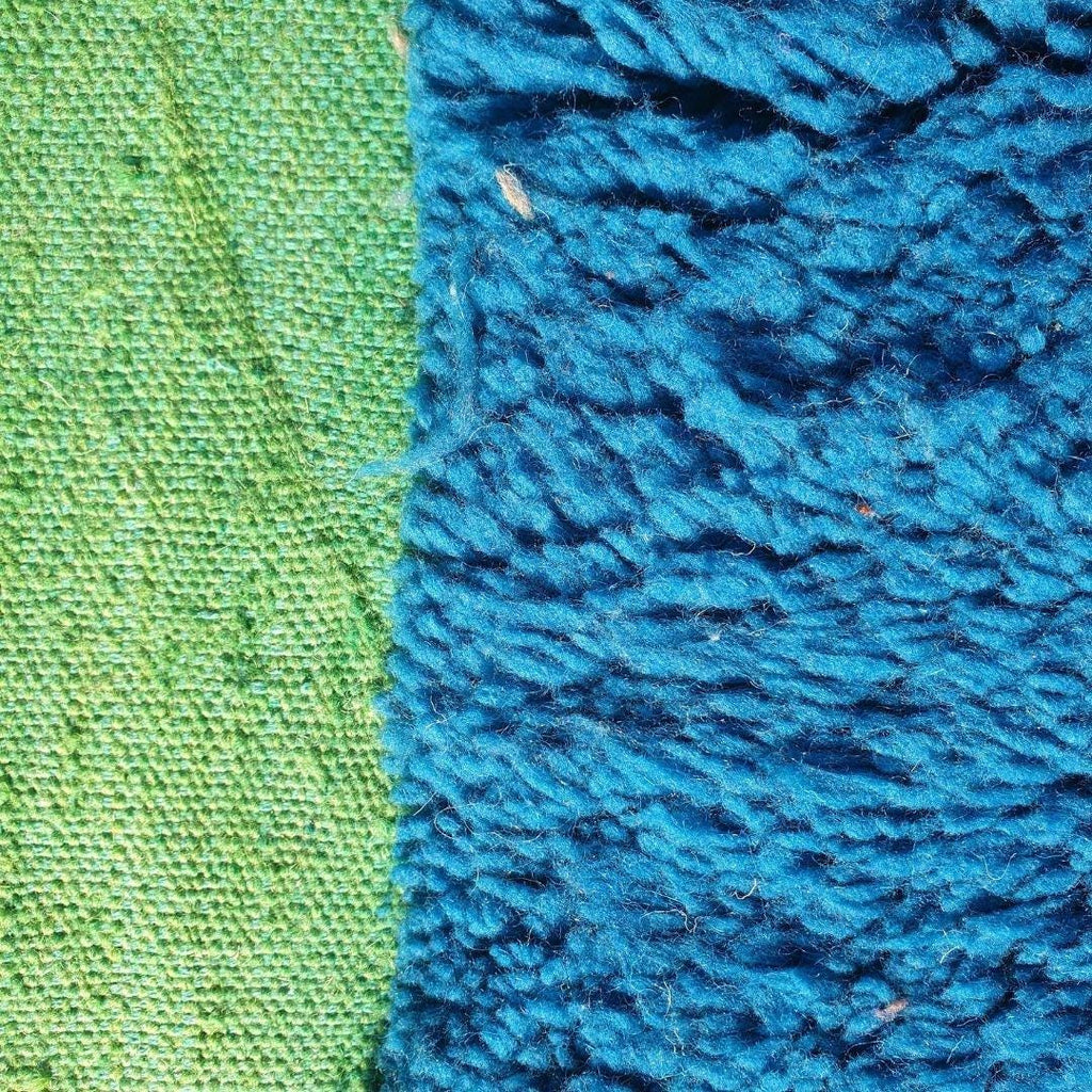 Handmade Beni Ourain Rug: Blue Berber Wool Shag Carpet