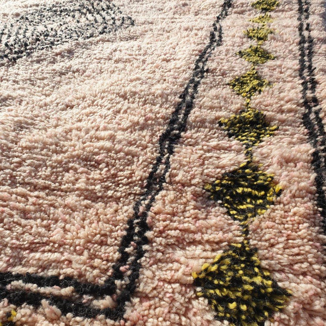 Handmade Beni Ourain Wool Rug: Peach Moroccan Shag Carpet