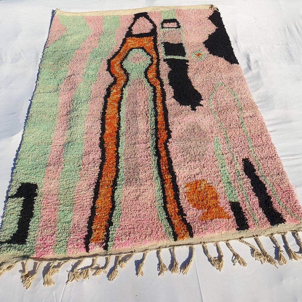 Handmade Wool Beni Ourain Rug: Shaggy Moroccan Berber Carpet
