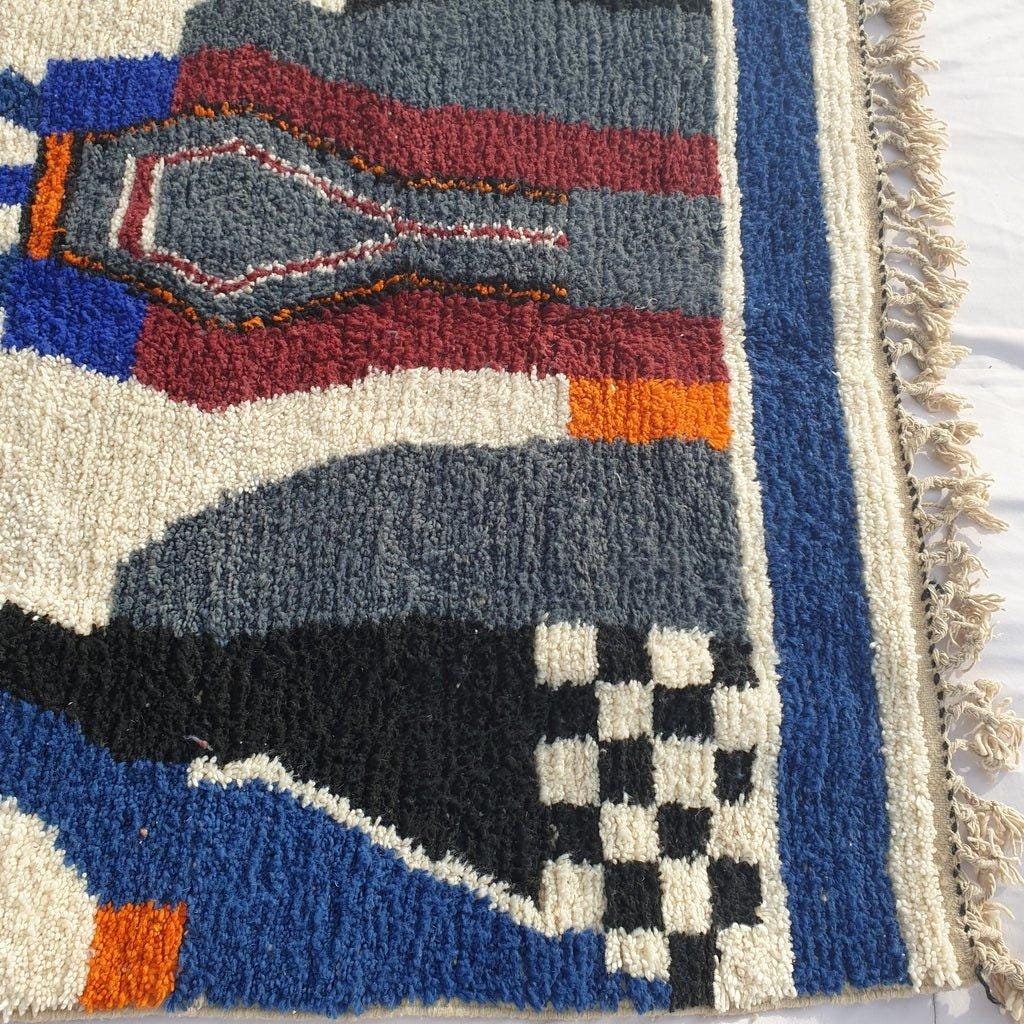 Handmade Beni Ourain Wool Rug: Moroccan Berber Shag Carpet