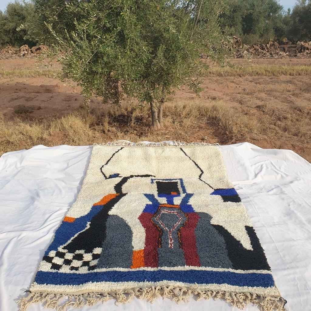 Handmade Beni Ourain Wool Rug: Moroccan Berber Shag Carpet