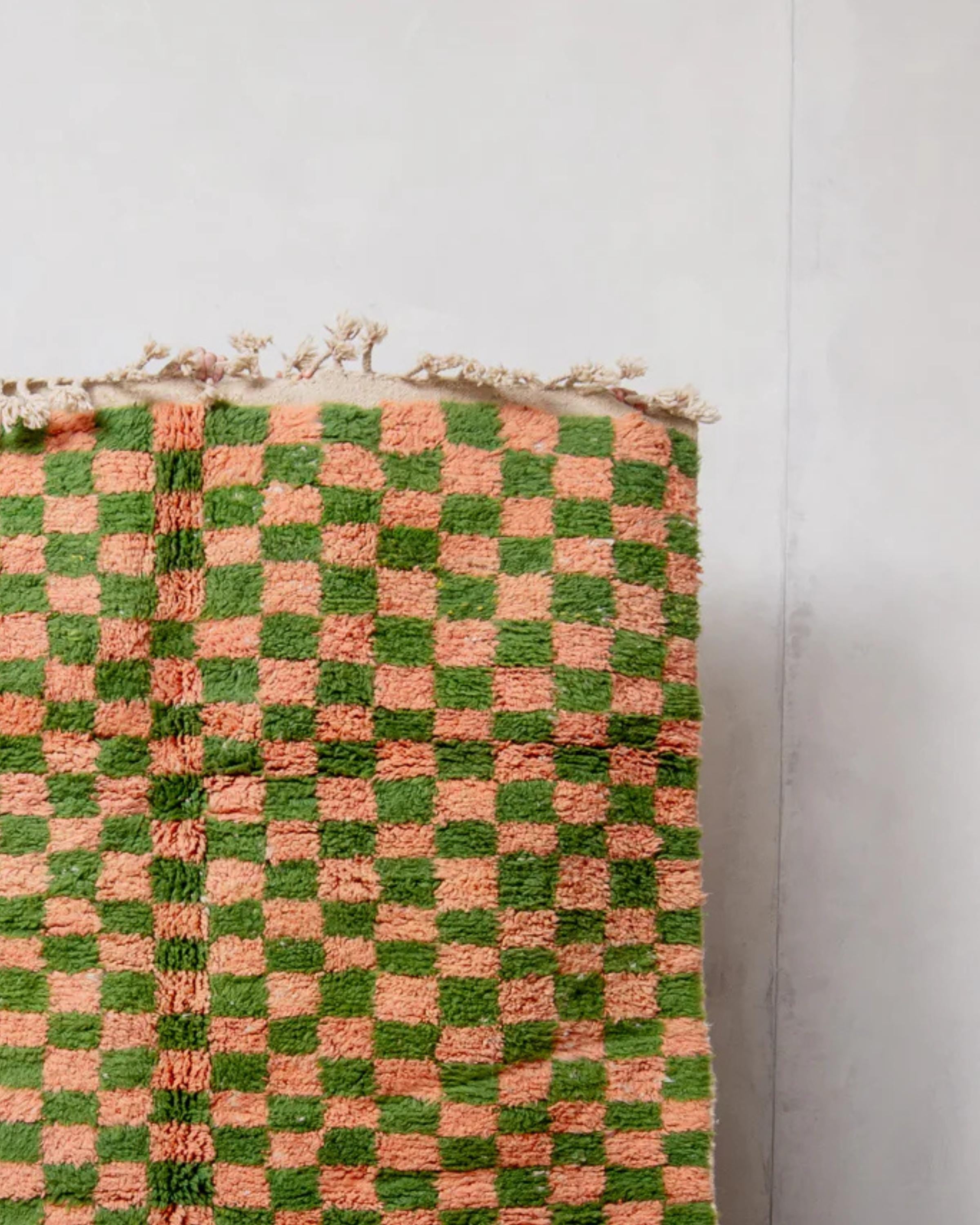 Handwoven Beni Ourain Rug: Moroccan Checkered Shag Rug, Custom Size