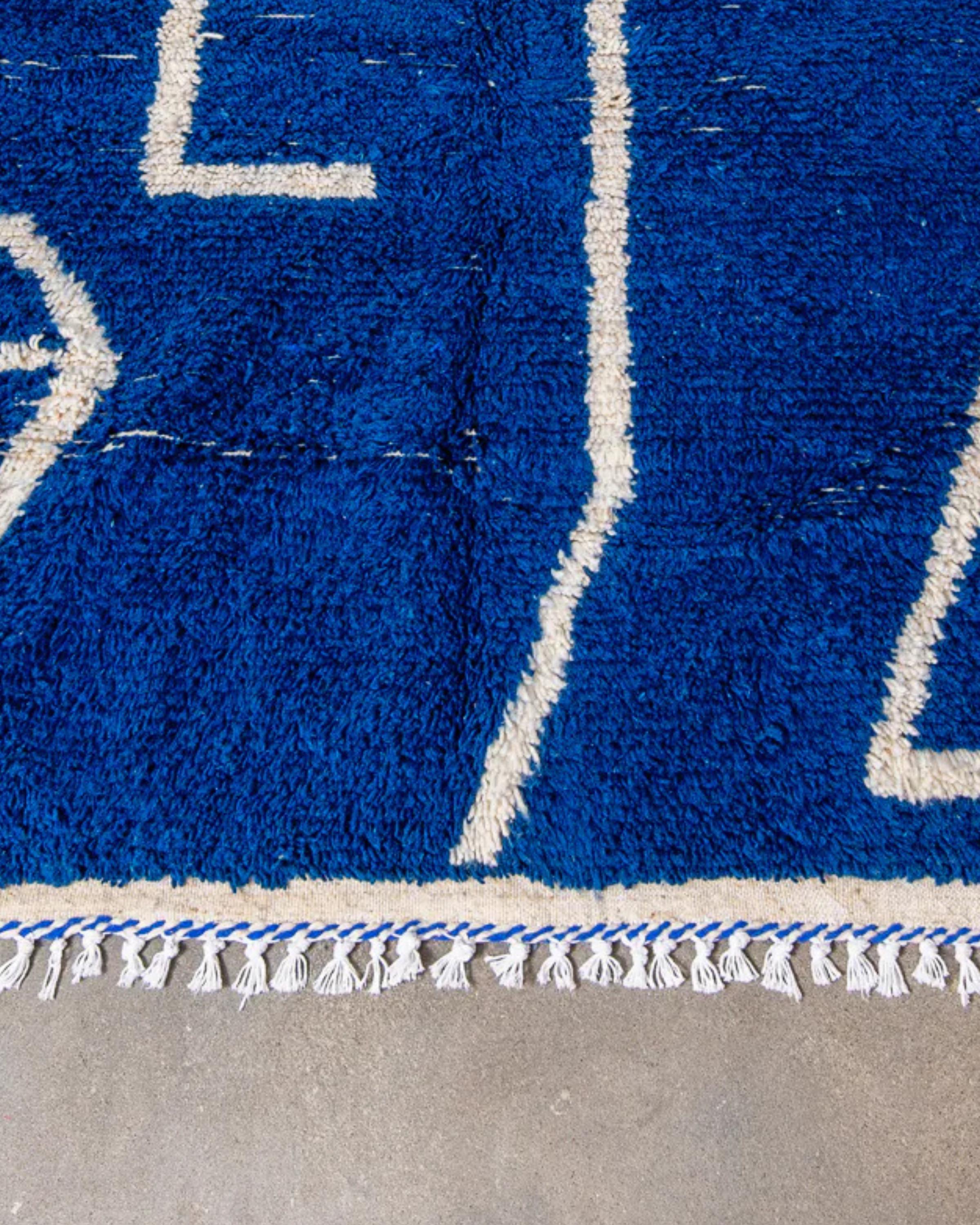 Moroccan Blue Shag Rug: Handwoven Beni Ourain Style, Custom Size