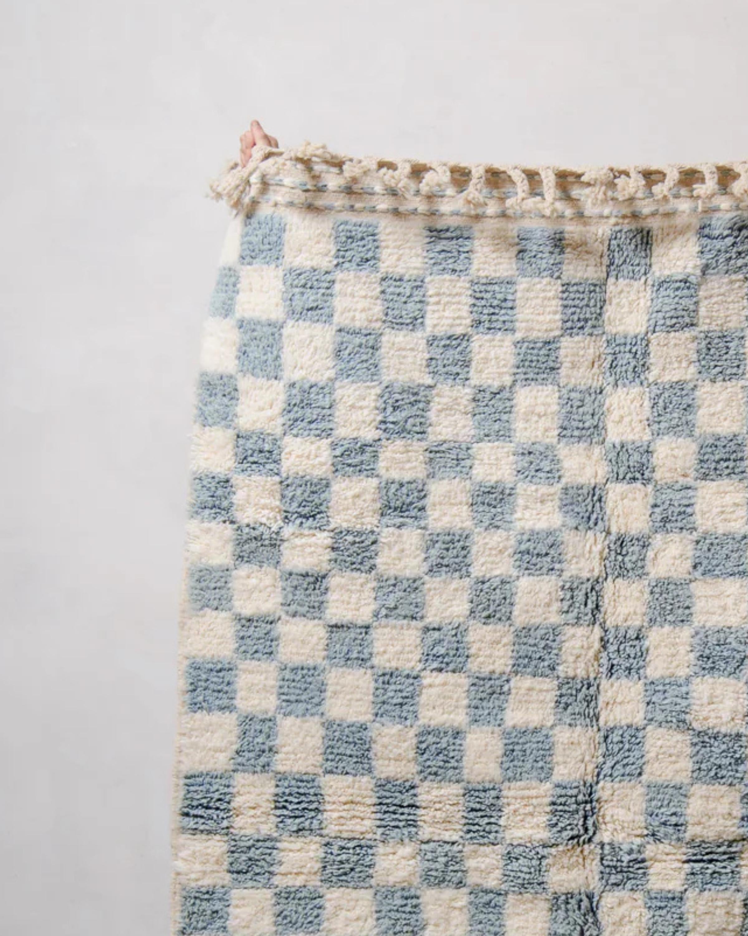 Handmade Beni Ourain Rug: Checkered Moroccan Rug, Custom Size