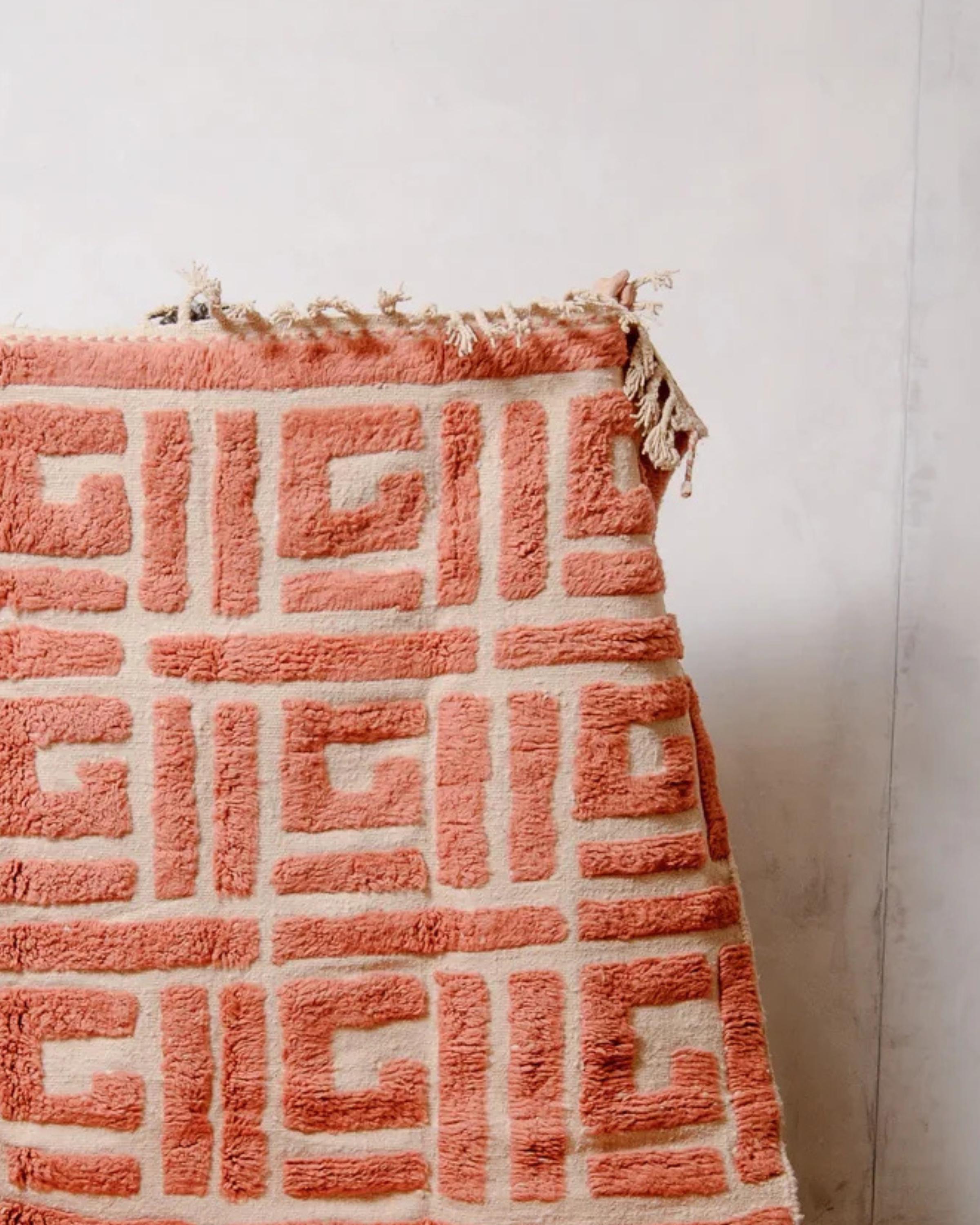 Handmade Beni Ourain Rug: Custom Moroccan Rug, Neutral Geometric Decor