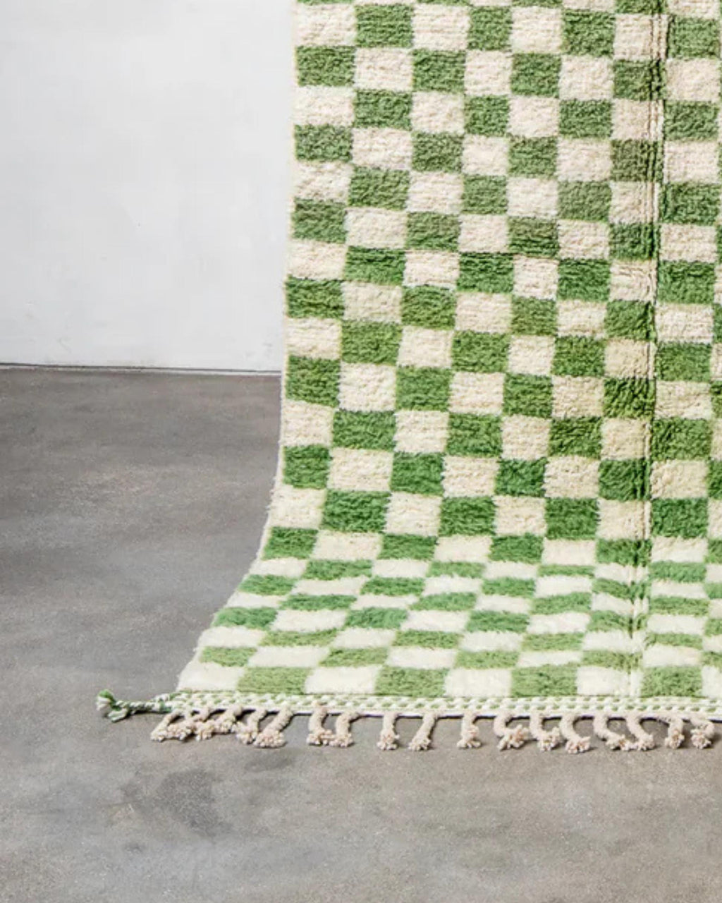 Handmade Beni Ourain Rug: Checkered Moroccan Wool Carpet, Custom Size