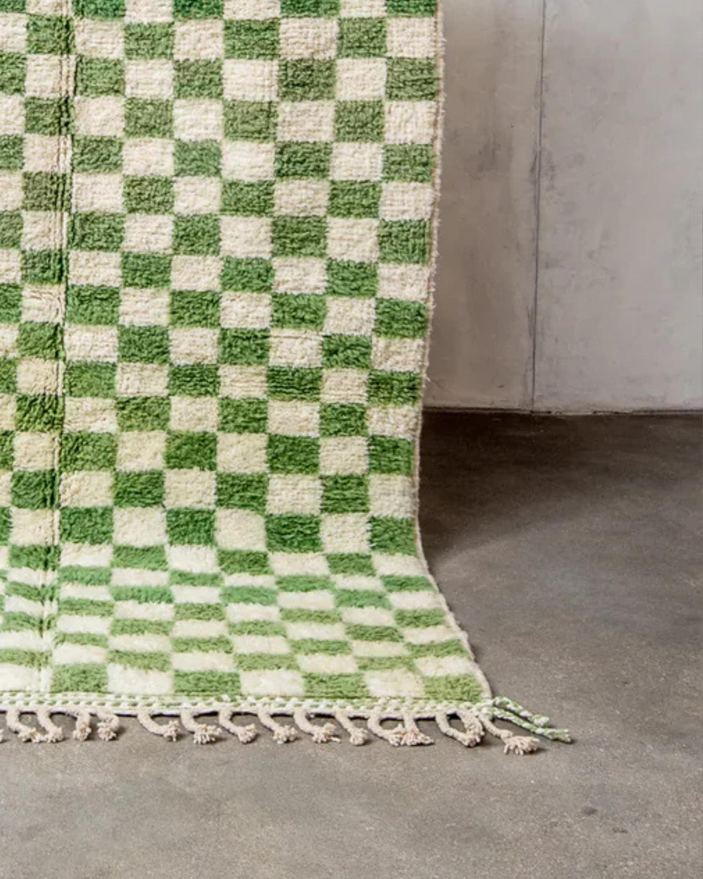 Handmade Beni Ourain Rug: Checkered Moroccan Wool Carpet, Custom Size