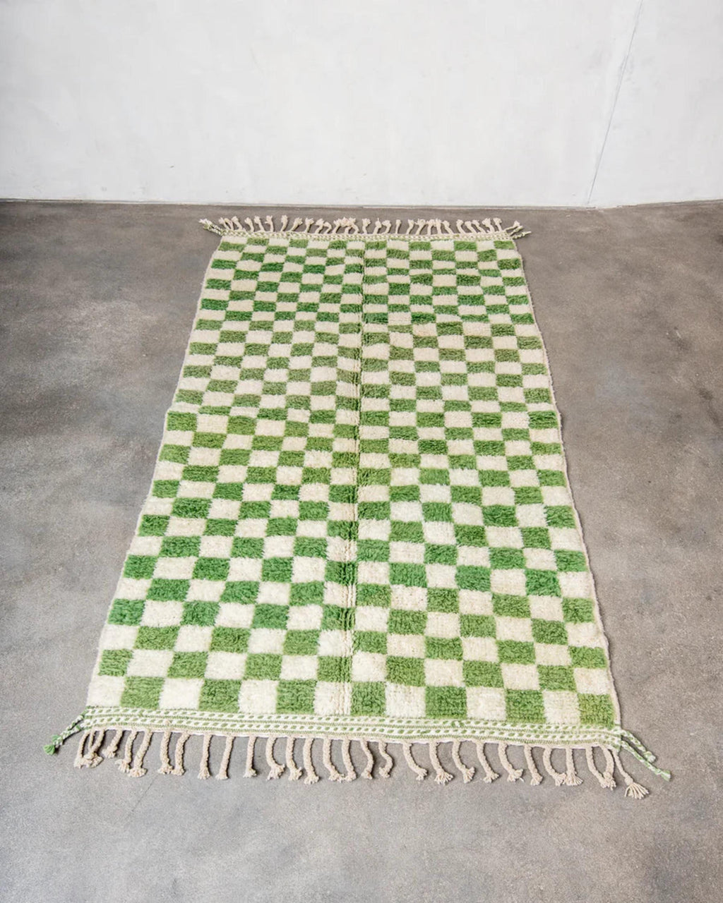 Handmade Beni Ourain Rug: Checkered Moroccan Wool Carpet, Custom Size