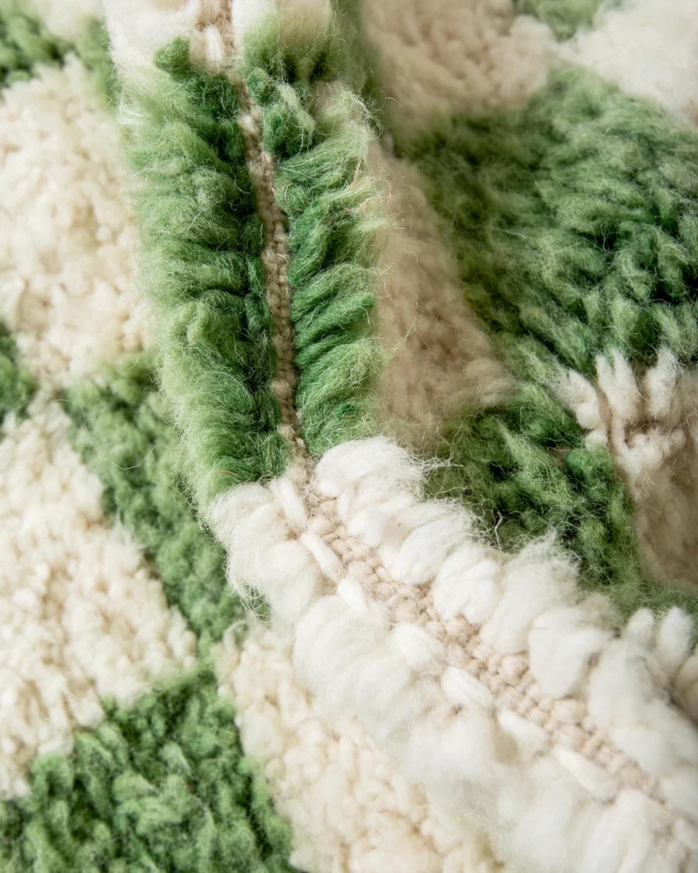 Handmade Beni Ourain Rug: Checkered Moroccan Wool Carpet, Custom Size