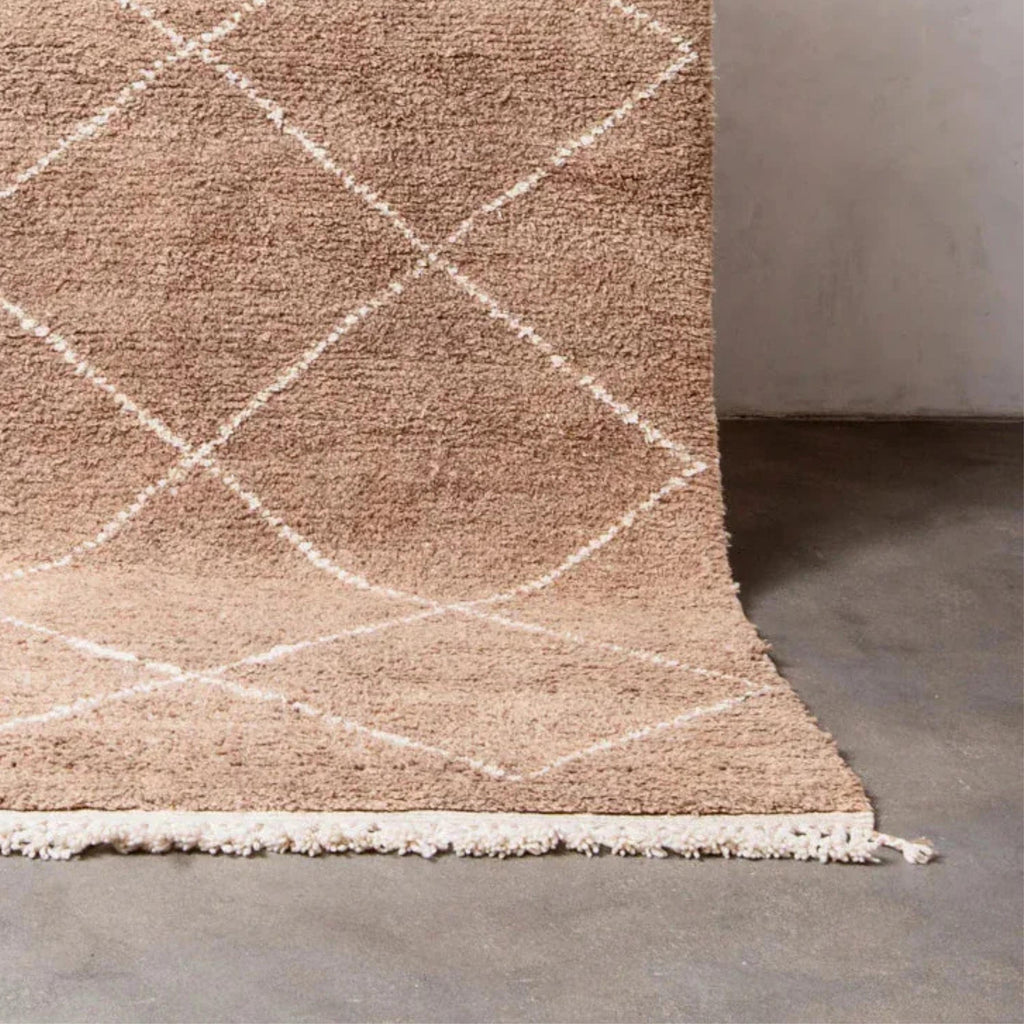 Handmade Beni Ourain Moroccan Rug: Neutral Bohemian Decor, Custom Size