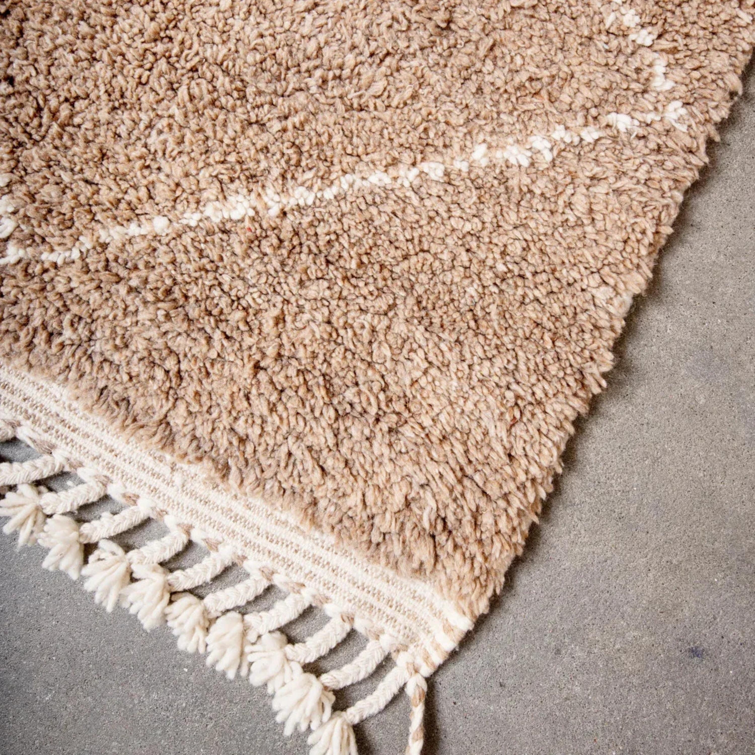 Handmade Beni Ourain Moroccan Rug: Neutral Bohemian Decor, Custom Size