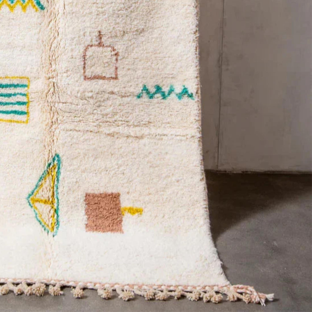 Handwoven Moroccan Rug: Vibrant Bohemian Style Area Rug, Custom Size