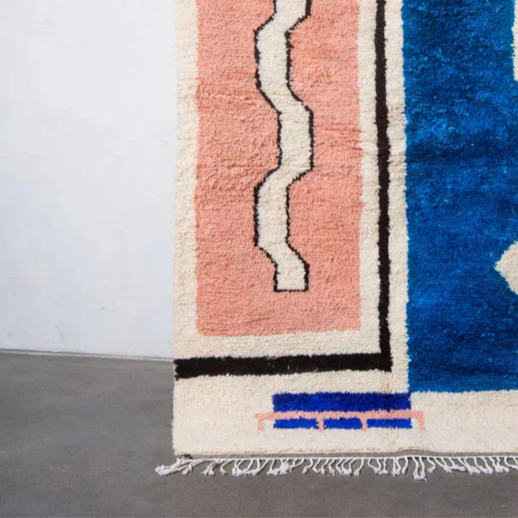 Handmade Beni Ourain Rug: Geometric Bohemian Moroccan Rug, Custom Size