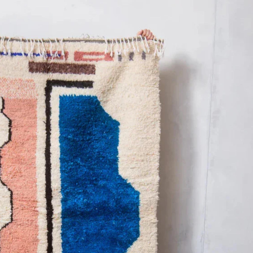 Handmade Beni Ourain Rug: Geometric Bohemian Moroccan Rug, Custom Size