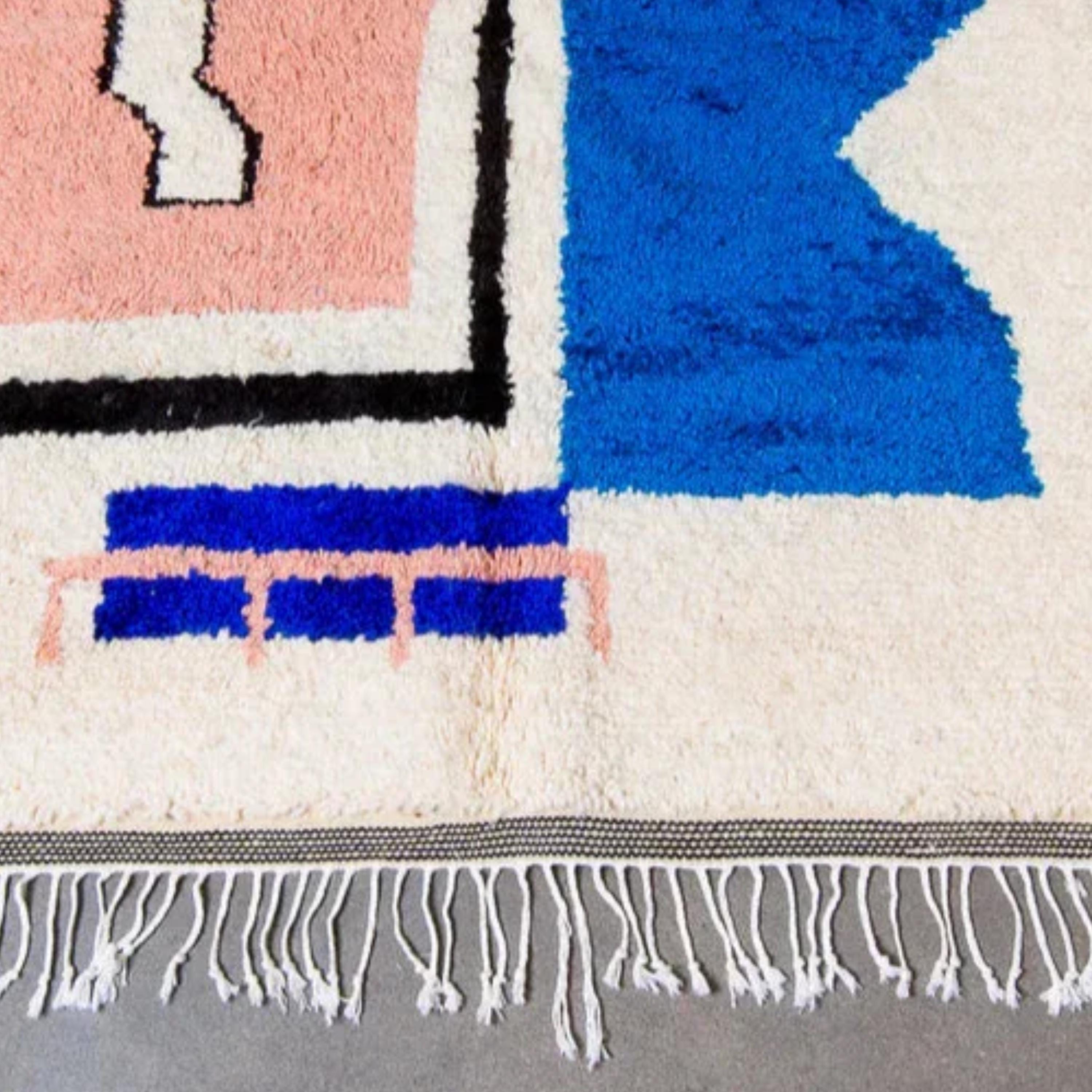 Handmade Beni Ourain Rug: Geometric Bohemian Moroccan Rug, Custom Size