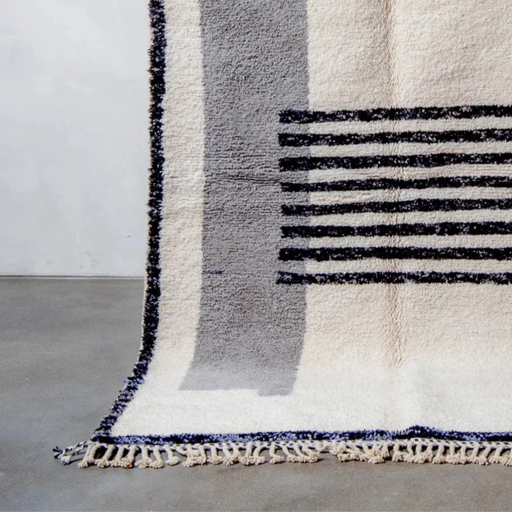 Handmade Beni Ourain Moroccan Rug: Neutral Wool Berber Carpet