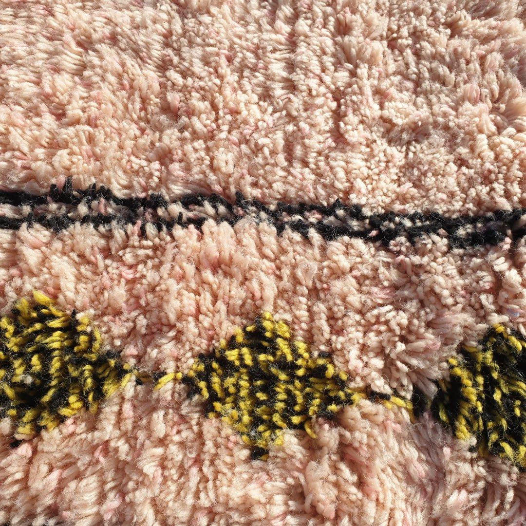 Handmade Beni Ourain Wool Rug: Peach Moroccan Shag Carpet